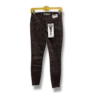 Rewash The Frankie Mid Rise Skinny Leopard Print Comfort Stretch Jeans Womens 5R